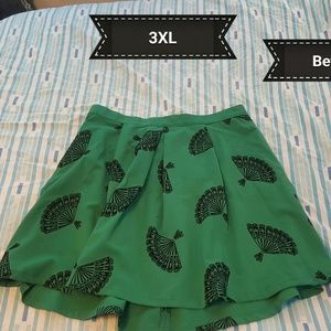 Bettie Page green fan print skirt